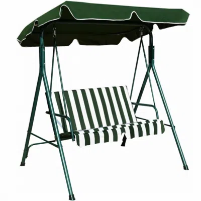 Hivvago Loveseat Cushioned Patio Steel Frame Swing Glider-brown