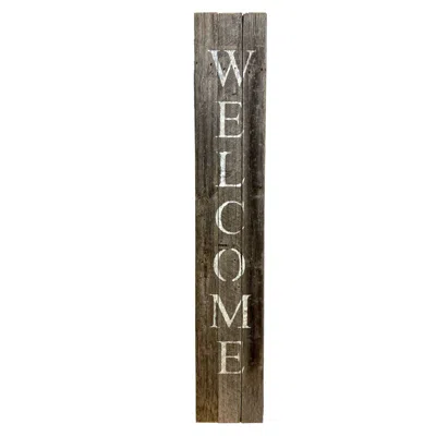 Homezia Rustic Dark Gray And White Front Porch Welcome Sign