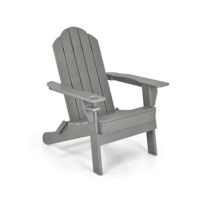 Hivvago Foldable Weather Resistant Patio Chair With Built-in Cup Holder-white