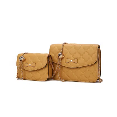 Shop Mkf Collection By Mia K Blossom Quilted Women's Shoulder Bag With A Mini Bag Set By Mia K In Brown