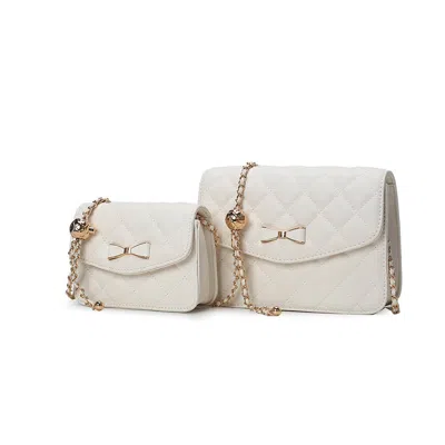 Mkf Collection By Mia K Blossom Quilted Women's Shoulder Bag With A Mini Bag Set By Mia K In White