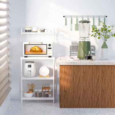 Hivvago 4-tier Kitchen Storage Baker Microwave Oven Rack Shelves-white