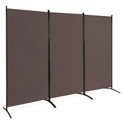 Hivvago 3-panel Room Divider Folding Privacy Partition Screen For Office Room-brown