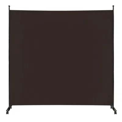 Hivvago 6 Feet Single Panel Rolling Room Divider With Smooth Wheels-brown