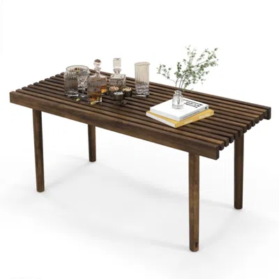 Hivvago 39 Inch Coffee Table With Slatted Tabletop For Living Room & Reception Room