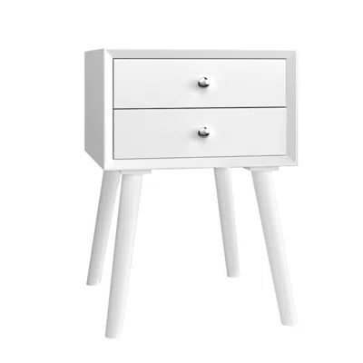 Hivvago Wooden Nightstand Mid-century End Side Table With 2 Storage Drawers-white