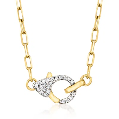Ross-simons Pave Diamond Paper Clip Link Necklace In 14kt Yellow Gold In Multi