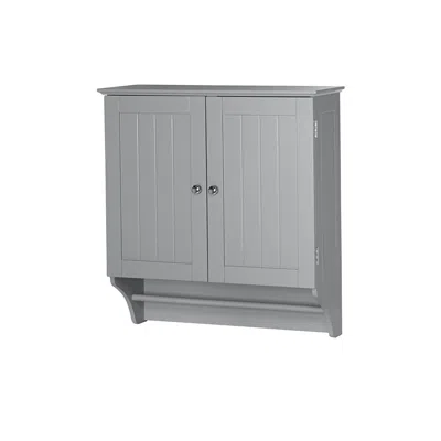 Quikfurn Gray 2-door Bathroom Wall Cabinet With Towel Bar