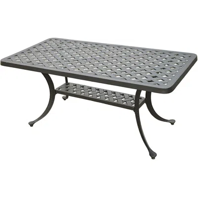 Quikfurn Solid Cast Aluminum 21 X 42 Inch Outdoor Patio Dining Cocktail Table - Charcoal