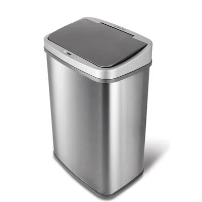 Quikfurn Grey 13-gallon Stainless Steel Kitchen Trash Can With Motion Sensor Lid