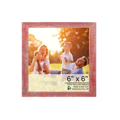 Homezia 6" X 6" Rustic Farmhouse Red Wood Frame