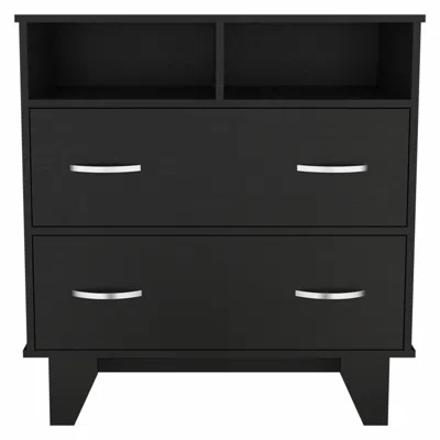 Homezia 32" Black Manufactured Wood Two Drawer Dresser