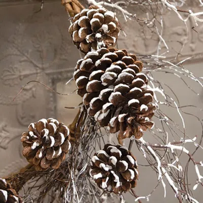 Homegifo Snow Fallen Twig & Pinecone Wreath 24"