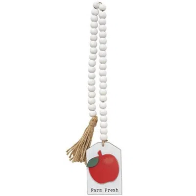 Homegifo *white Beaded "farm Fresh" Apple Tag Garland