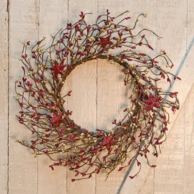 Homegifo Burgundy & Gold Holiday Stars 14" Wreath