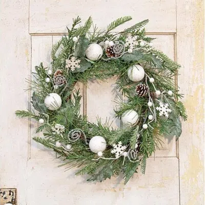 Homegifo White Christmas Wreath 24"