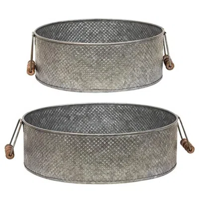 Homegifo 2/set Metal Trays With Wooden Handles