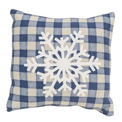 Homegifo *blue Check Snowflake Pillow 5"