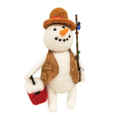 Homegifo Fishing Snowman Felted Ornament