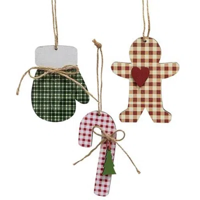 Homegifo Country Plaid Christmas Ornament 3 Asstd.
