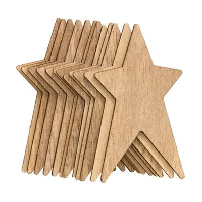 Homegifo 12/pkg Unfishished Wooden Primitive Stars 3"