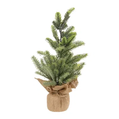Homegifo Glittered Pine Tree With Burlap Base 15"