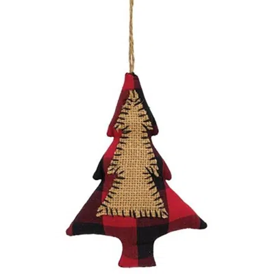 Homegifo *red & Black Buffalo Check Tree Stitched Fabric Ornament