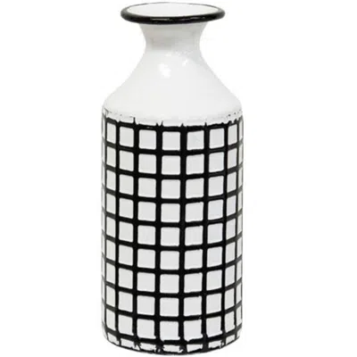 Homegifo Farmhouse Check Enamel Vase Small
