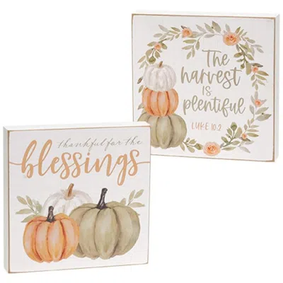 Homegifo Plentiful Blessings Watercolor Box Sign 2 Asstd.