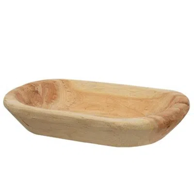 Homegifo Carved Wood Petite Oval Bowl Raw