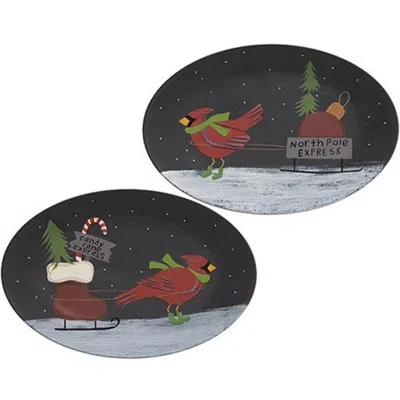 Homegifo North Pole Express Cardinal Oval Plate 2 Asstd.