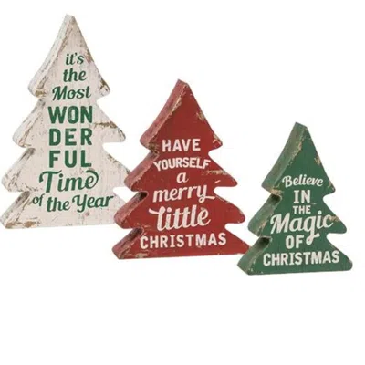 Homegifo 3/set Wonderful Time Of Year Distressed Wooden Trees
