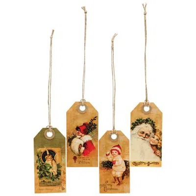 Homegifo 4/set Vintage Merry Christmas Tags