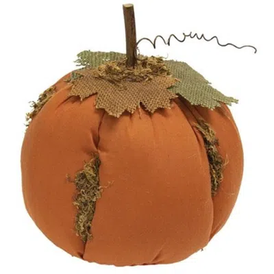 Homegifo Mossy Orange Stuffed Pumpkin 6.5" X 7.5"