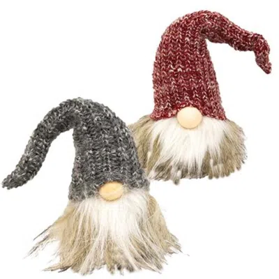 Homegifo Small Plush Santa Gnome W/red/gray Knit Hat 2 Asstd.