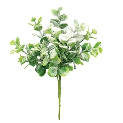 Homegifo Snow Flocked Eucalyptus Bush 10.5"
