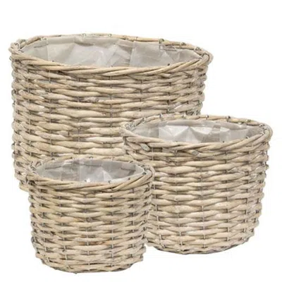 Homegifo 3/set Graywashed Willow Planter Baskets