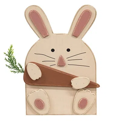 Homegifo Wooden Layered Bunny W/carrot Easel