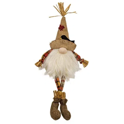 Homegifo Dangle Leg Scarecrow Gnome W/crow Hat