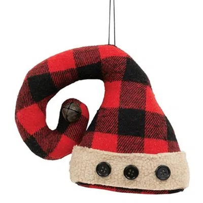 Homegifo *red & Black Check Stuffed Santa Hat Ornament