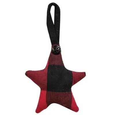 Homegifo *red & Black Buffalo Check Fabric Star Hanger Ornament