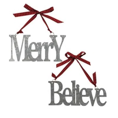 Homegifo ^^**galvanized Merry/believe Ornament 2 Asstd.