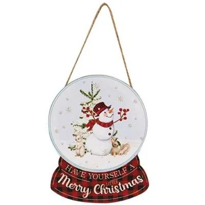 Homegifo Snowman & Bunnies Wooden Snow Globe Ornament