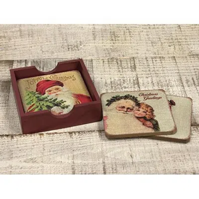 Homegifo 4/set Vintage Joyful Christmas Coasters