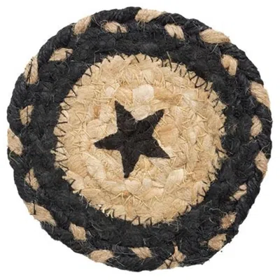 Homegifo Braided Black Star Jute Coaster