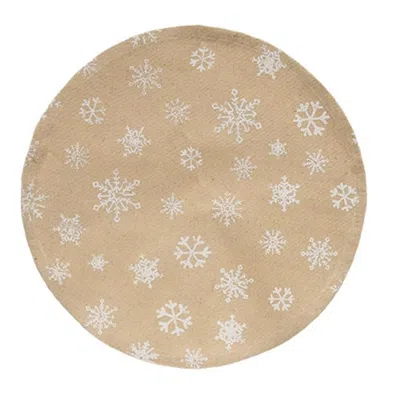 Homegifo Allover Snowflake Natural Round Mat