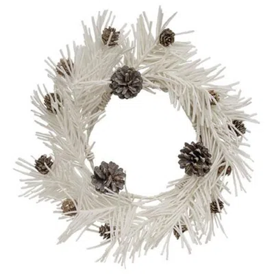 Homegifo *white Glitter Soft Pine & Cone Wreath