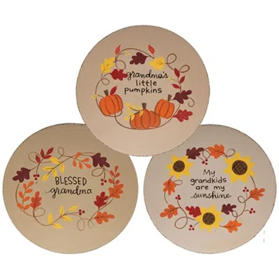 Homegifo Blessed Grandma Fall Leaves Plate 3 Asstd.