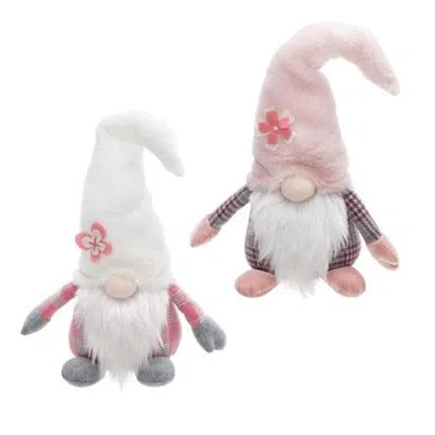 Homegifo *fuzzy Pink Spring Plaid Gnomes 2 Asstd.