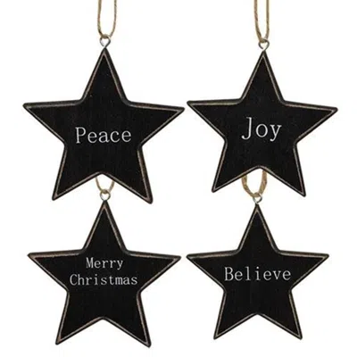 Homegifo Black Star Christmas Words Ornament 4 Asstd.
